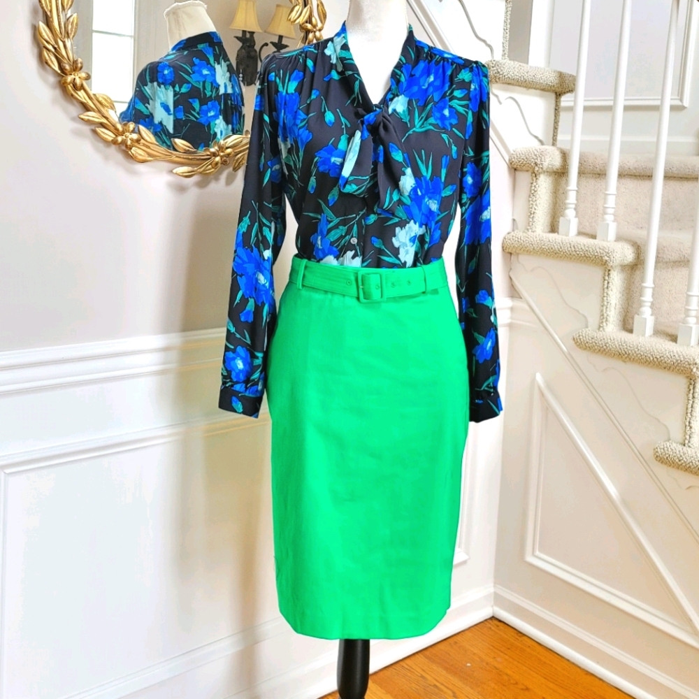 New! J. Crew size Small S Long Sleeve Bow Top Blue Floral Blouse NWT - Picture 2 of 16